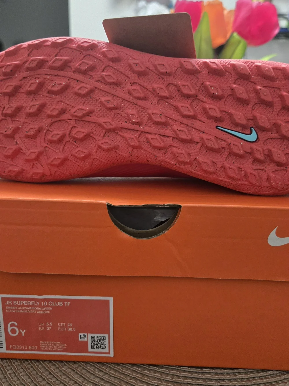 Nike Kids' Superfly Club TF Soccer Shoes - Pink/Teal